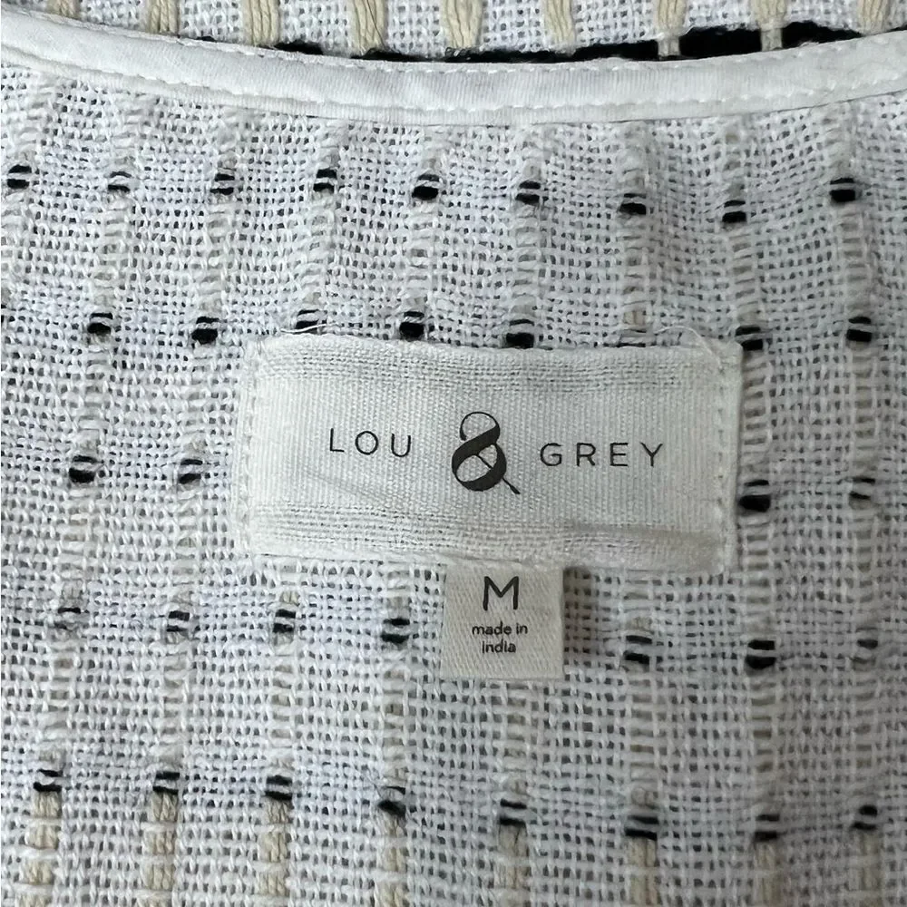 Lou & Grey White Sleeveless Cropped Tank Top Blouse with Fringe Detail Medium - Picture 8 of 10